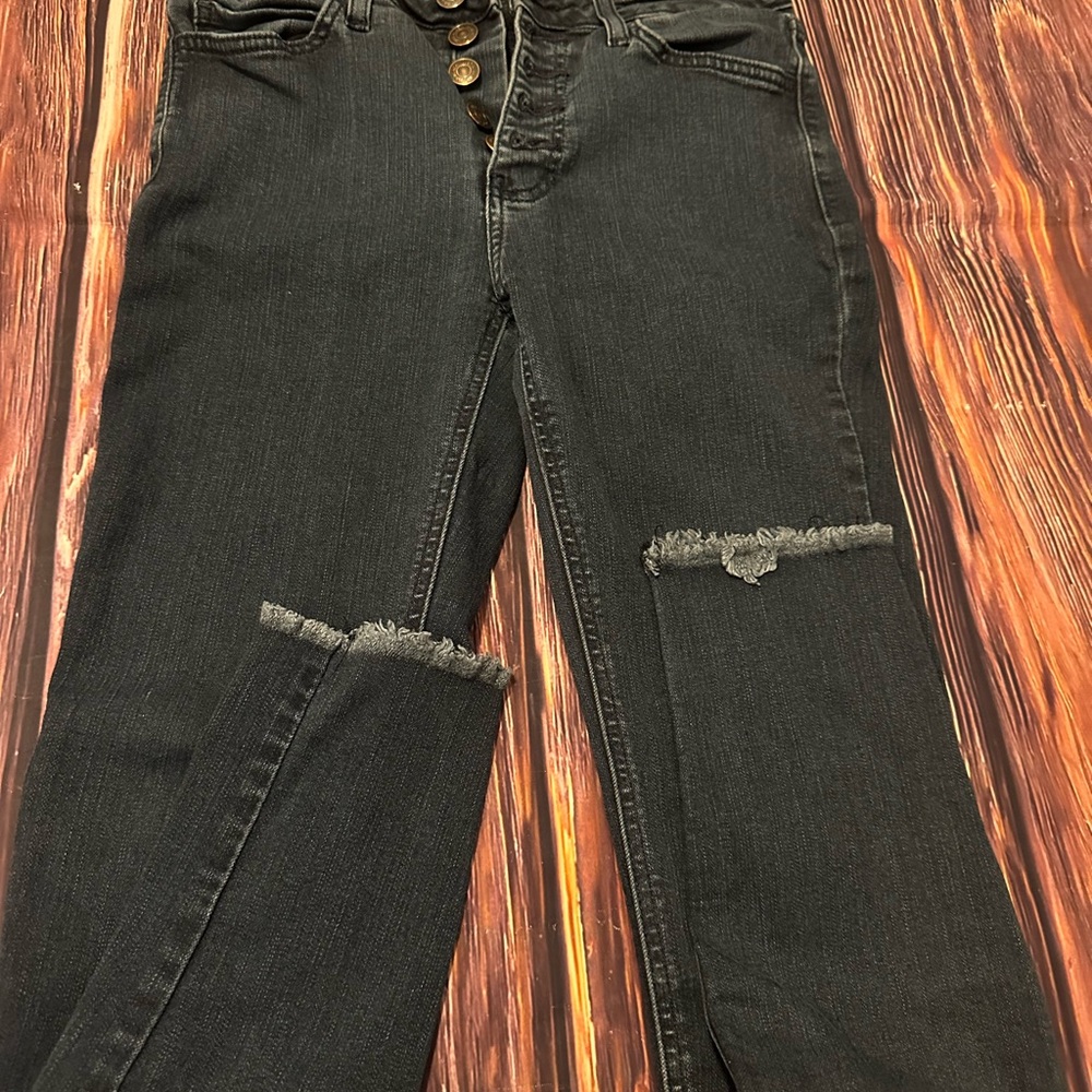 Just Black High Rise Frayed Hem Jeans